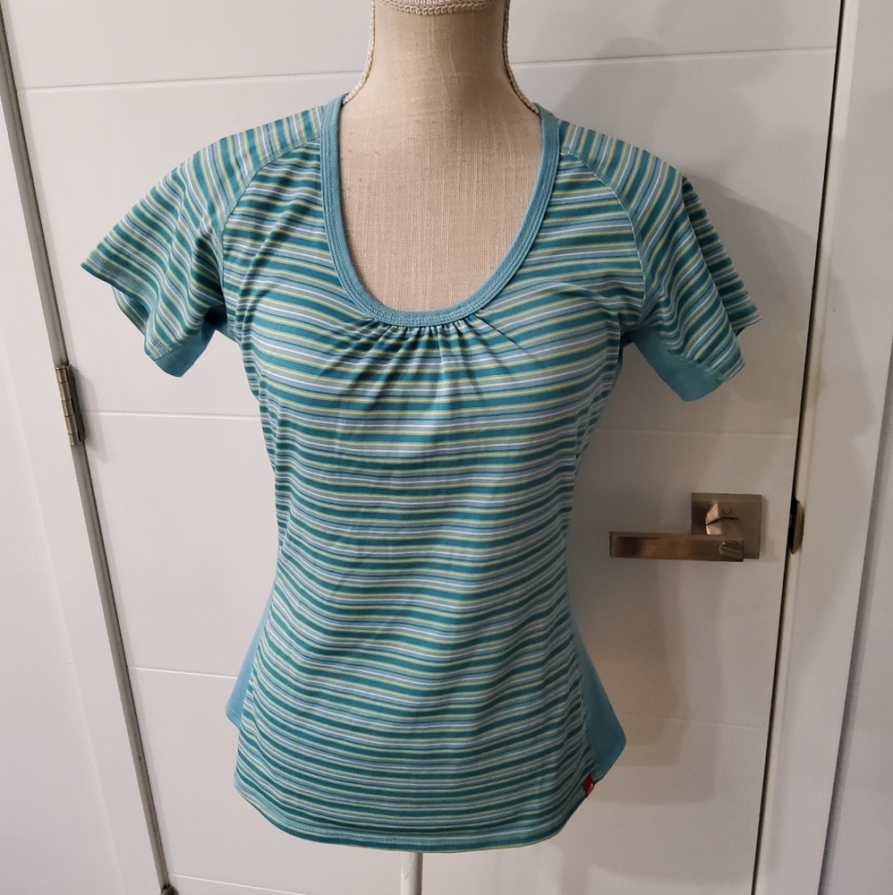 The North Face Striped Blue and Green Top Size M